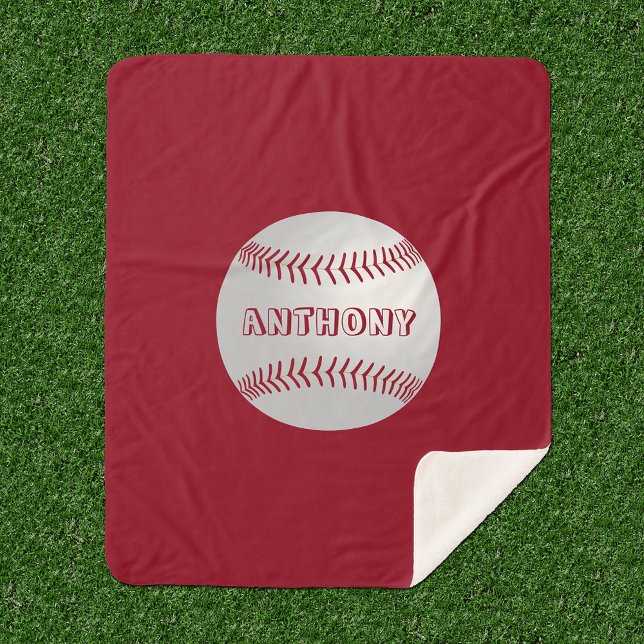 Individuelle Name Sports Theme Red Baseball Blanke Sherpadecke (Von Creator hochgeladen)