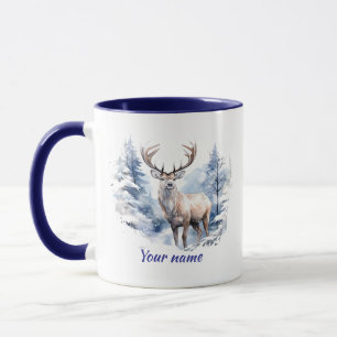 Individuelle Name Stag Hirsch Winterschneewald Tie Tasse