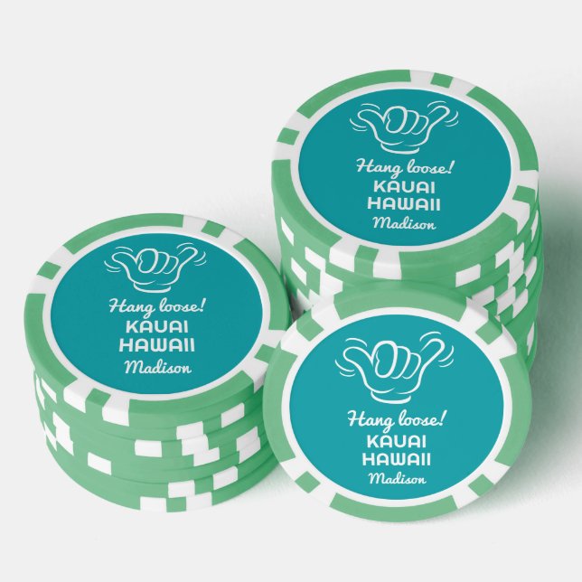 Individuelle Name, Standort und Farbe Shaka Pokerchips (Stapel)