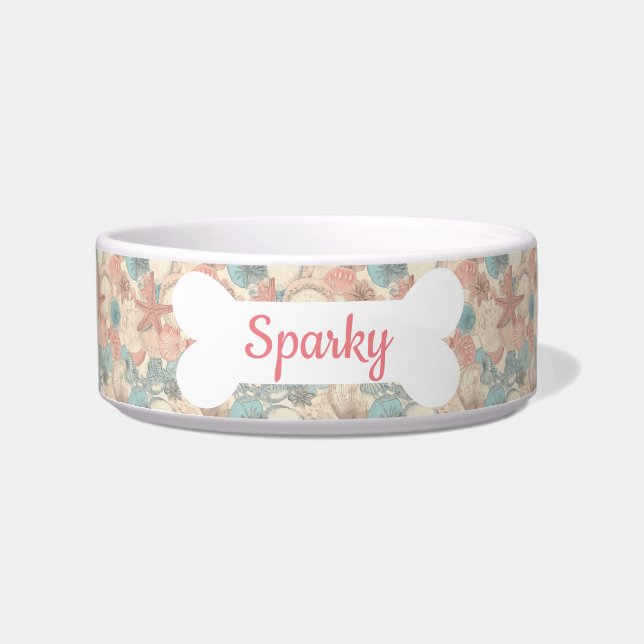 Individuelle Name Starfish Muscheln Haustier Hund Napf (Vorderseite)