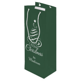 Individuelle Name Stilisierte Weihnachtsbaumgesche Geschenktüte Für Weinflaschen