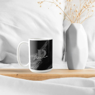 Individuelle Name Stilvolle Getränke Marble Black Kaffeetasse