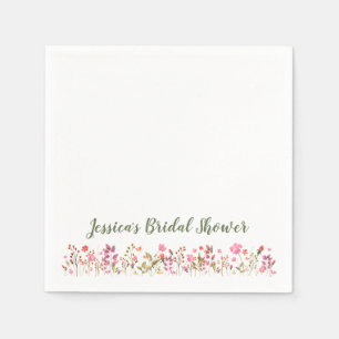 Individuelle Name Stilvolle Rosa Wildblumen Brautp Serviette