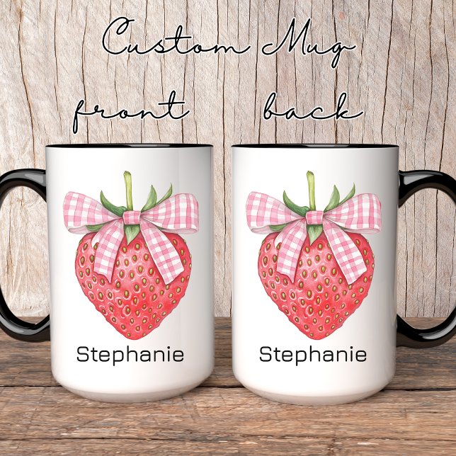 Individuelle Name Strawberry Tasse, Geburtstagsges Tasse (strawberry coquette mug, custom name mug, personalized strawberry mug, mug for her, birthday gift)