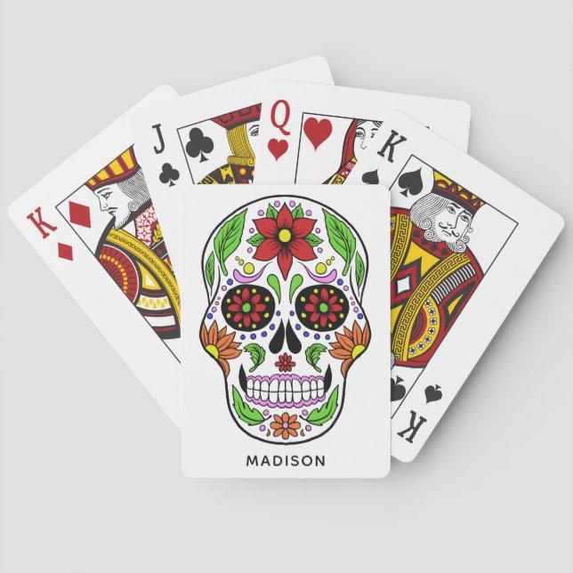 Individuelle Name Sugar Skull Spielkarten (Rückseite)
