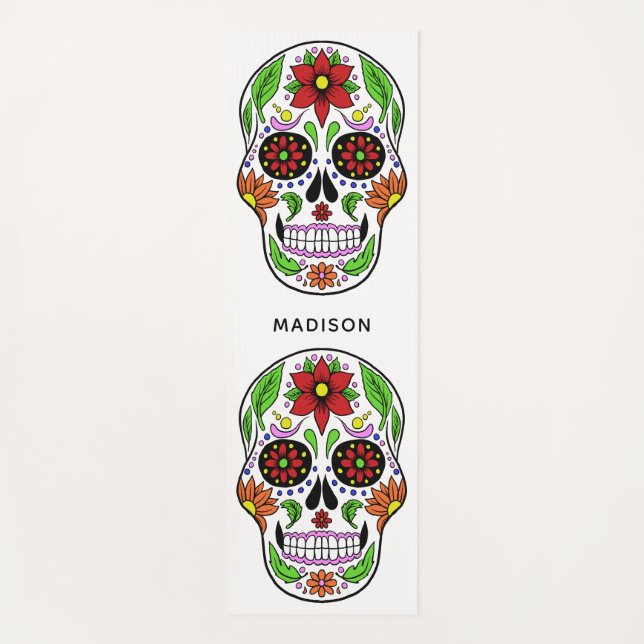 Individuelle Name Sugar Skull Yogamatte (Vorderseite)