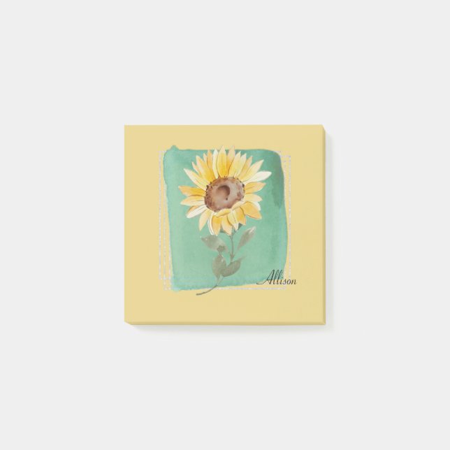 Individuelle Name Sunflower Post It Notes Post-it Klebezettel (Vorderseite)