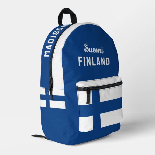 Individuelle Name Suomi Finnland Bedruckter Rucksack (Rückseitige Ecke links)