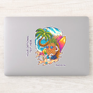 Individuelle Name Surfen Ananas Aufkleber