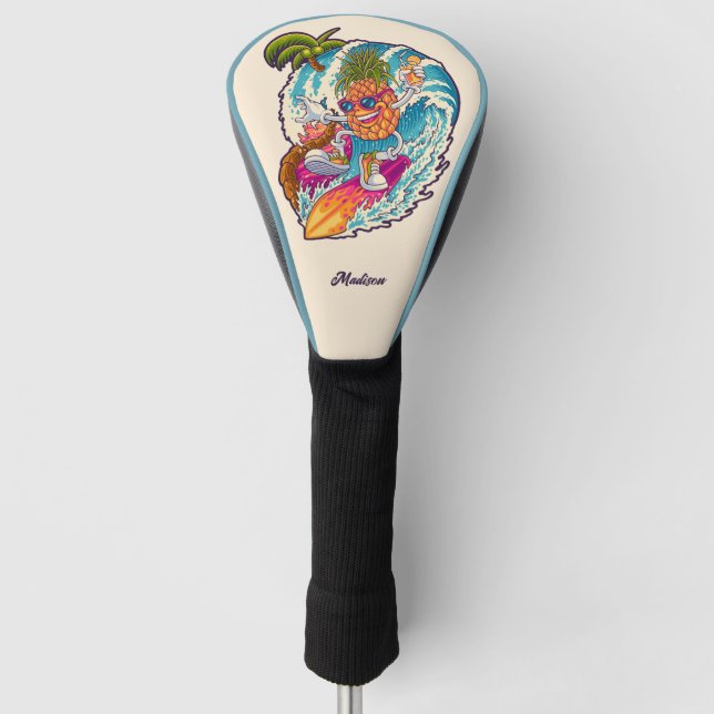 Individuelle Name Surfen Ananas Golf Headcover (Vorderseite)