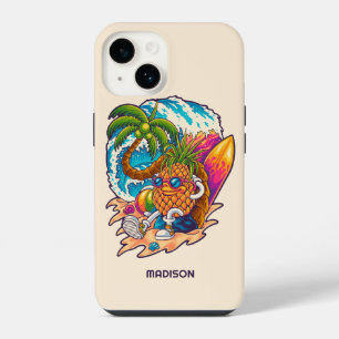 Individuelle Name Surfen Ananas iPhone 14 Hülle