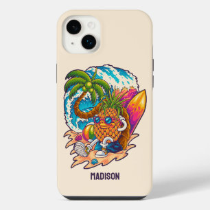 Individuelle Name Surfen Ananas iPhone 14 Plus Hülle