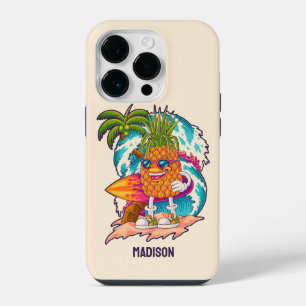 Individuelle Name Surfen Ananas iPhone 14 Pro Hülle