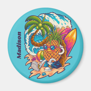 Individuelle Name Surfen Ananas Magnet