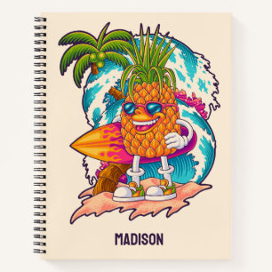 Individuelle Name Surfen Ananas Notizbuch