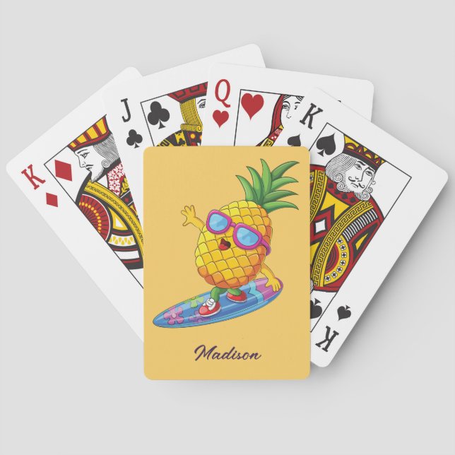 Individuelle Name Surfen Ananas Spielkarten (Rückseite)