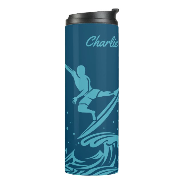 individuelle Name Surfer tumbler Thermosbecher (Nach links gedreht)