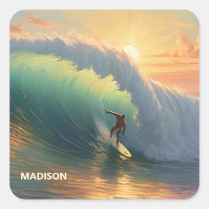 Individuelle Name Surfing Quadratischer Aufkleber