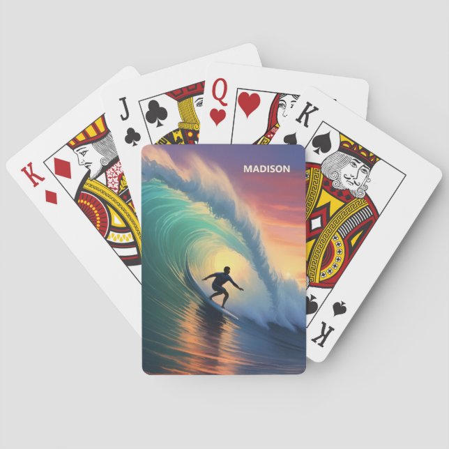 Individuelle Name Surfing Spielkarten (Rückseite)