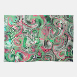 Individuelle Name Swirl Green Whimsical Abstrakt Geschirrtuch