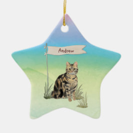 Individuelle Name Tabby Cat Pet Keramik Ornament