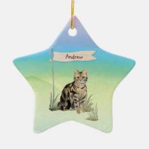 Individuelle Name Tabby Cat Pet Keramik Ornament