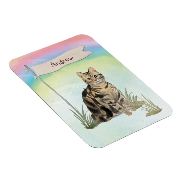 Individuelle Name Tabby Cat Pet Magnet (Rechte Seite)