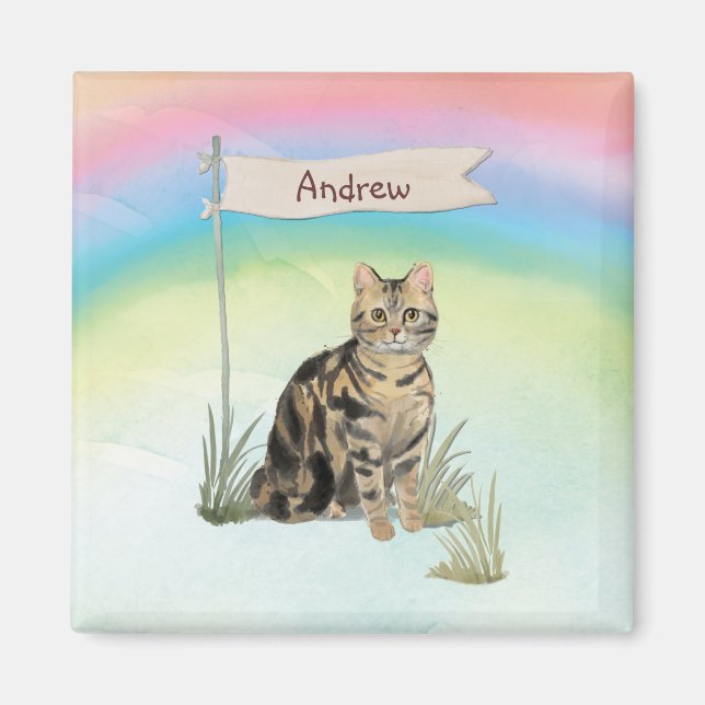 Individuelle Name Tabby Cat Pet Magnet (Vorne)