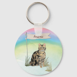 Individuelle Name Tabby Cat Pet Schlüsselanhänger