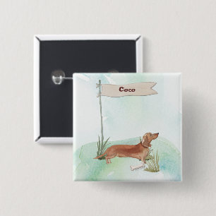Individuelle Name Tan Dackel Haustier Hund Button