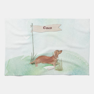 Individuelle Name Tan Dackel Haustier Hund Geschirrtuch