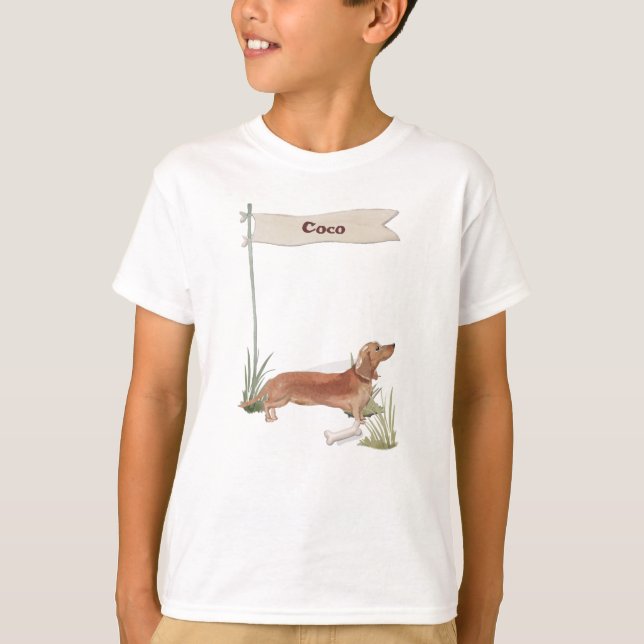 Individuelle Name Tan Dackel Haustier Hund T-Shirt (Vorderseite)