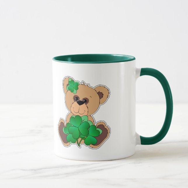 Individuelle Name Teddy Bear St. Patrick's Day Ges Tasse (Rechts)