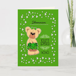 Individuelle Name Teddy Bear St. Patrick's Day Karte