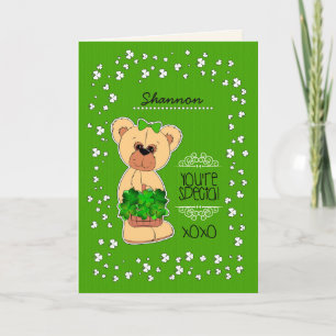 Individuelle Name Teddy Bear St. Patrick's Day Karte