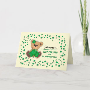 Individuelle Name Teddy Bear St. Patrick's Day Karte