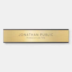 Individuelle Name Template Elegant Schwarz & Gold  Türschild