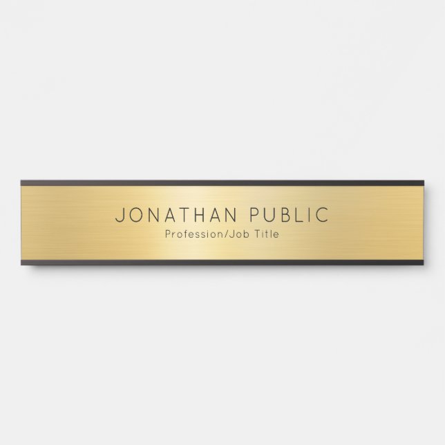 Individuelle Name Template Elegant Schwarz & Gold  Türschild (Vorderseite )