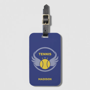 Individuelle Name Tennis Ball mit Flügen Gepäckanhänger