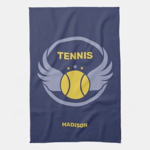 Individuelle Name Tennis Ball mit Flügen Geschirrtuch