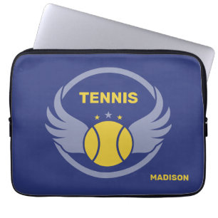 Individuelle Name Tennis Ball mit Flügen Laptopschutzhülle