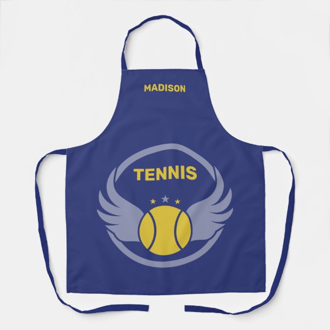 Individuelle Name Tennis Ball mit Flügen Schürze (Vorderseite)