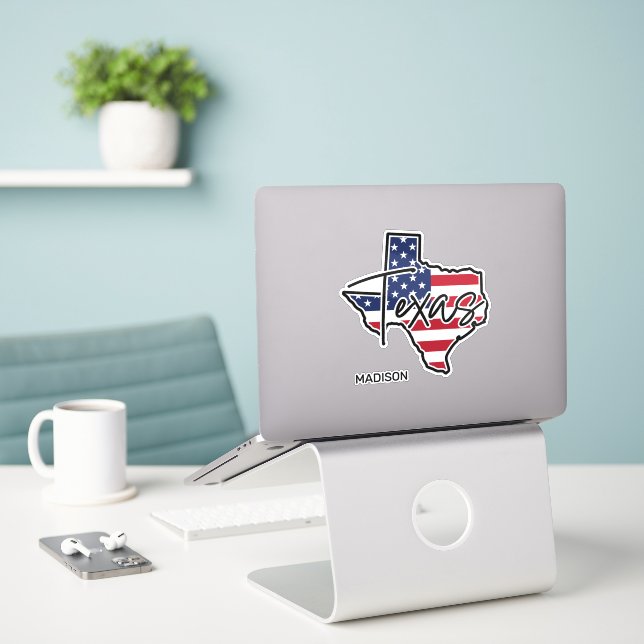 Individuelle Name Texas Aufkleber (Laptop auf Schreibtisch)