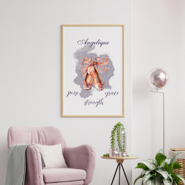 Individuelle Name Text Ballet Pointe Shoes Balleri Poster