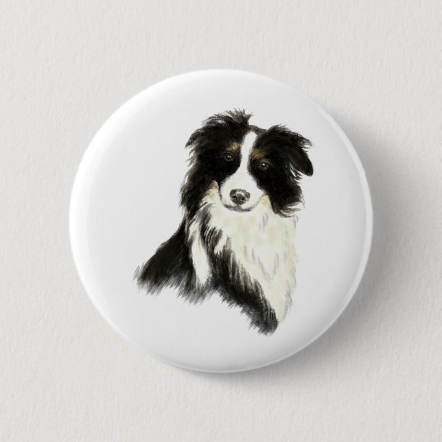 Individuelle Name Text Border Collie Dog Pet Button (Vorderseite)