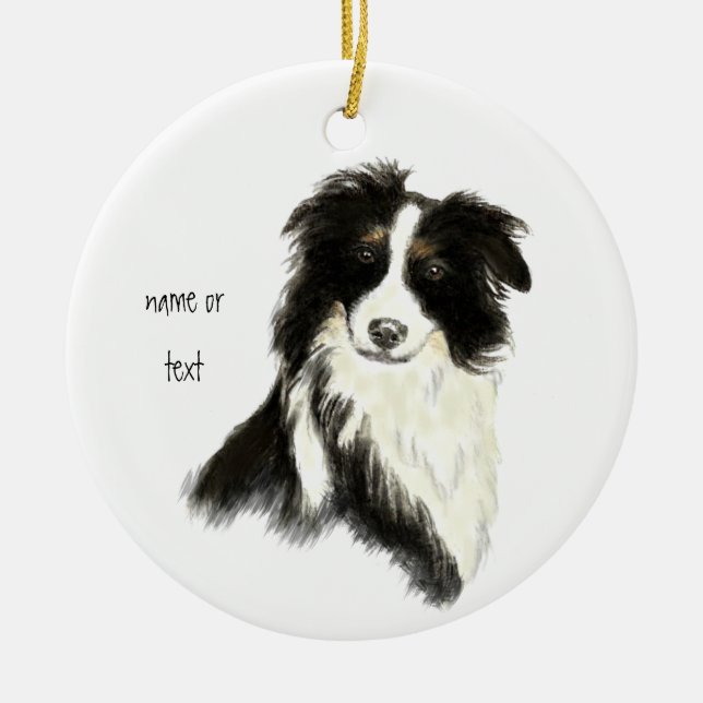 Individuelle Name Text Border Collie Dog Pet Keramik Ornament (Vorne)