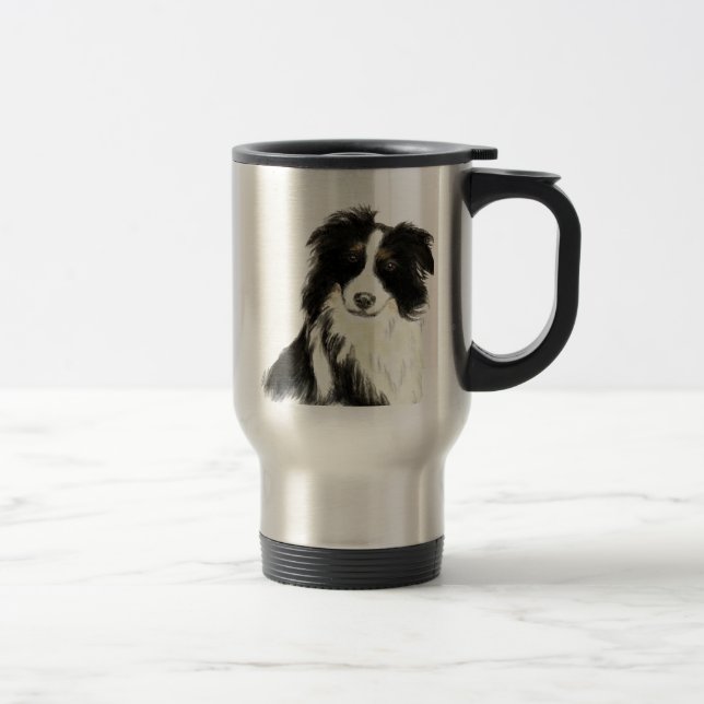 Individuelle Name Text Border Collie Dog Pet Reisebecher (Rechts)