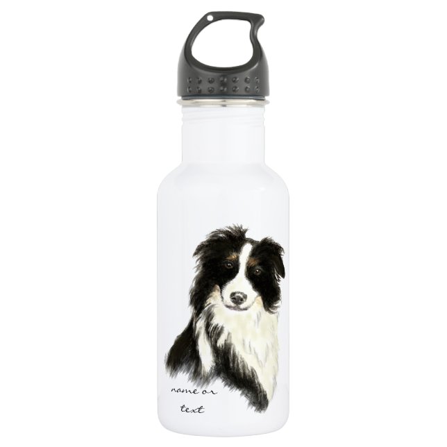 Individuelle Name Text Border Collie Dog Pet Trinkflasche (Vorderseite)