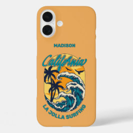 Individuelle Name / Text California Surfen iPhone 16 Plus Hülle