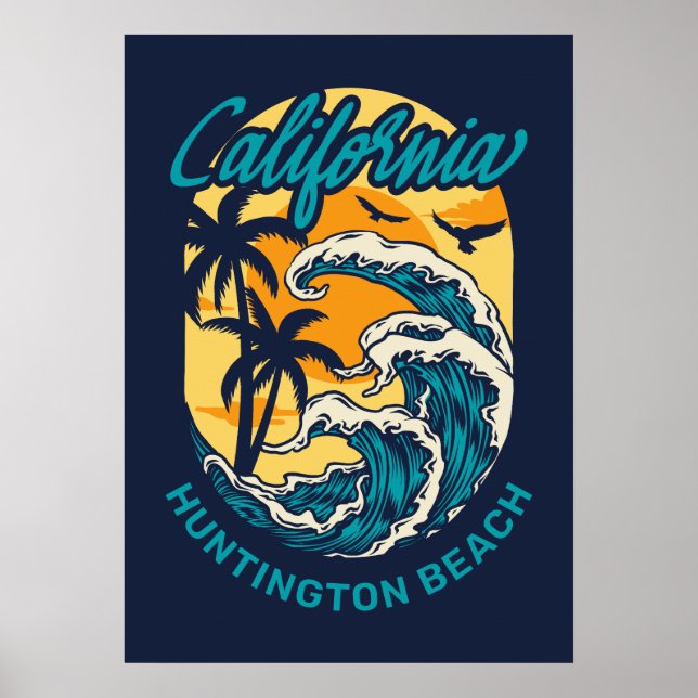 Individuelle Name / Text California Surfen Poster (Vorne)
